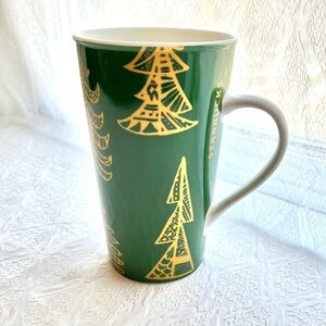 Starbucks Gold and Green Christmas Tree 2015 Coffee Mug 18 Ounce